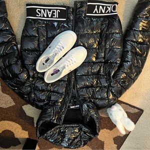 DKNY Shiny Black Puffer Jacket